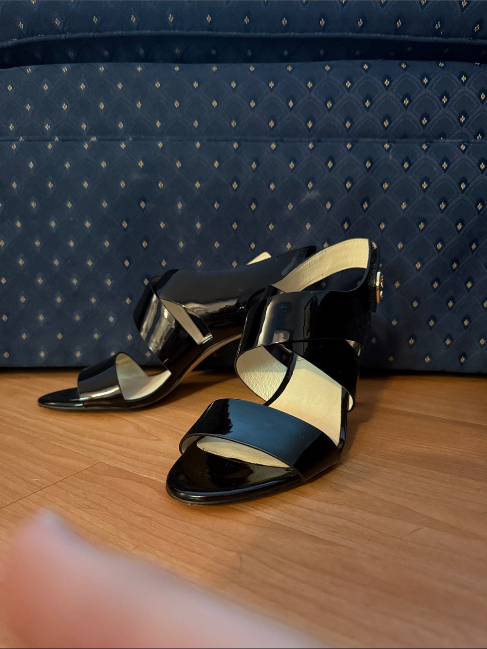 Michael Kors Black Patent Leather Open-Strap Dress Heels